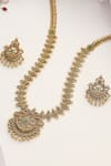 MUDRA LUXE_Gold Plated Stone Floral Studded Long Necklace Set _Online_at_Aza_Fashions