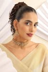 Buy_MUDRA LUXE_Gold Plated Stone Laxmiji Carved Choker Necklace Set _at_Aza_Fashions