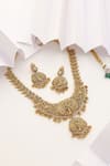 Shop_MUDRA LUXE_Gold Plated Stone Radha-krishna Carved Long Temple Necklace Set _at_Aza_Fashions