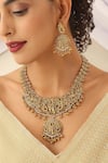 Buy_MUDRA LUXE_Gold Plated Stone Radha-krishna Carved Long Temple Necklace Set _Online_at_Aza_Fashions