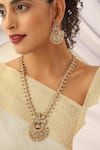 Buy_MUDRA LUXE_Gold Plated Stone Peacock Studded Temple Long Necklace Set _Online_at_Aza_Fashions