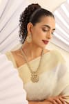 Shop_MUDRA LUXE_Gold Plated Stone Peacock Studded Temple Long Necklace Set _Online_at_Aza_Fashions