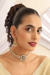 Buy_MUDRA LUXE_Green Stone Carved Temple Choker Set _at_Aza_Fashions