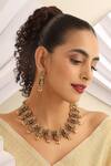 Shop_MUDRA LUXE_Gold Plated Stone Carved Temple Necklace Set _Online_at_Aza_Fashions