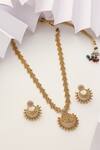Shop_SUIKALA_Gold Plated Stones Crescent Moon Temple Necklace Set_at_Aza_Fashions