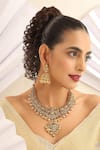 Buy_SUIKALA_Gold Plated Goddess Carved Motif Temple Necklace Set _at_Aza_Fashions