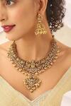 Buy_SUIKALA_Gold Plated Goddess Carved Motif Temple Necklace Set _Online_at_Aza_Fashions