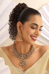 Shop_SUIKALA_Gold Plated Goddess Carved Motif Temple Necklace Set _Online_at_Aza_Fashions