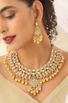 Buy_MUDRA LUXE_Gold Plated Pearl Paisley Carved Motif Necklace Set _Online_at_Aza_Fashions