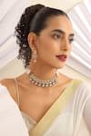 MUDRA LUXE_Multi Color Stone Geometric Embellished Choker Set _at_Aza_Fashions