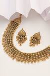 Buy_MUDRA LUXE_Green Stone Layered And Carved Temple Necklace Set _Online_at_Aza_Fashions