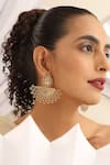 Buy_MUDRA LUXE_Red Stone Carved Chaandbali Earrings _at_Aza_Fashions