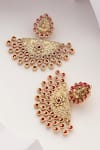 Buy_MUDRA LUXE_Red Stone Carved Chaandbali Earrings _Online_at_Aza_Fashions