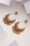 Shop_SUIKALA_Red Stones Temple Chaandbali Earrings _at_Aza_Fashions