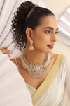 Buy_MUDRA LUXE_Gold Plated Stone Goddess Carved Motif Choker Set _Online_at_Aza_Fashions