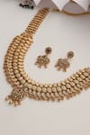 Buy_MUDRA LUXE_Gold Plated Stone Layered Motif Carved Necklace Set _Online_at_Aza_Fashions