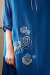 Shop_Vaayu_Blue Muslin Cotton Embroidered Floral Applique Work Asymmetric Kurta And Pant Set 