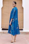 Buy_Vaayu_Blue Muslin Cotton Embroidered Floral Applique Round Work Jacket Dress _Online_at_Aza_Fashions