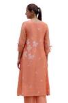 Shop_Vaayu_Peach Muslin Cotton Printed Floral Round Thread Embroidered Dress _Online_at_Aza_Fashions