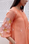 Shop_Vaayu_Peach Muslin Cotton Embroidered Floral Applique Round Dress _Online_at_Aza_Fashions