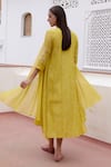 Shop_Vaayu_Yellow Muslin Cotton Embroidered Floral Round Jacket Dress _at_Aza_Fashions