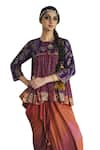 Swatti Kapoor_Multi Color Handwoven Yarn Dyed Silk Embroidered Bead Round Guleri Kedia Top _Online