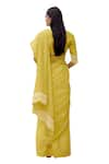 Vaayu_Yellow Muslin Cotton Embroidered Applique Citrine Printed Saree With Blouse _Online_at_Aza_Fashions