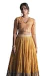 Shop_Swatti Kapoor_Yellow Hand Woven Chanderi 60gm Gota Lace Gathered Tisha Skirt _Online_at_Aza_Fashions