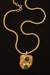 Buy_AK-OK_Green Drop Of Heaven Studded Pendant Necklace _Online_at_Aza_Fashions