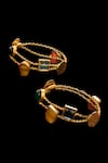 Shop AK-OK Multi Color Applique, Stones Twisted Treasure Bangles - Set Of 2 at Aza Fashions Shop_AK-OK_Multi Color Applique, Stones Twisted Treasure Bangles - Set Of 2 _at_Aza_Fashions
