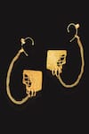 AK-OK_Gold Plated Melting Brick Danglers _Online_at_Aza_Fashions