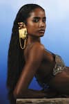 Shop_AK-OK_Gold Plated Melting Brick Danglers _Online_at_Aza_Fashions