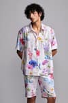 Buy_Dash and Dot_Multi Color 70% Viscose 30% Linen Printed Floral Shirt _at_Aza_Fashions