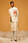 Buy_Rohit Bal_Ivory Chanderi Silk Printed Tropical Bundi And Kurta Set _at_Aza_Fashions