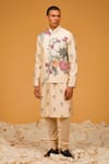 Buy_Rohit Bal_Ivory Chanderi Silk Printed Florette Bundi And Kurta Set _at_Aza_Fashions