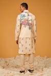 Shop_Rohit Bal_Ivory Chanderi Silk Printed Florette Bundi And Kurta Set _at_Aza_Fashions