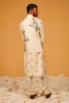 Shop_Rohit Bal_Ivory Chanderi Silk Printed Bird Bundi And Kurta Set _at_Aza_Fashions