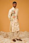 Shop_Rohit Bal_Ivory Chanderi Silk Printed Bird Bundi And Kurta Set _Online_at_Aza_Fashions