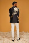 Shop_Rohit Bal_Black Chanderi Silk Printed Bouquet Bandhgala _at_Aza_Fashions