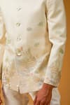 Rohit Bal_Ivory Matka Silk Embroidery Resham Thread Seaworld Bandhgala _Online_at_Aza_Fashions