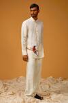 Buy_Rohit Bal_White Linen Embroidery Floral Aesthetic Bird Shirt _at_Aza_Fashions