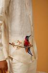 Shop_Rohit Bal_White Linen Embroidery Floral Aesthetic Bird Shirt _at_Aza_Fashions