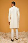 Shop_Rohit Bal_White Matka Silk Embroidery Lion Sherwani _at_Aza_Fashions