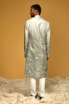 Shop_Rohit Bal_Grey Chanderi Silk Print Floral Bloom Sherwani _at_Aza_Fashions