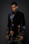 Shop_Rohit Bal_Black Velvet Embroidery Floral Garden Sherwani _Online_at_Aza_Fashions