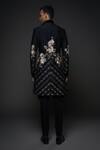 Shop_Rohit Bal_Black Matka Silk Embroidery Floral Garden Monochrome Sherwani _at_Aza_Fashions