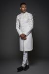 Buy_Rohit Bal_Ivory Matka Silk Embroidery Floral Garden Yoke Sherwani _at_Aza_Fashions