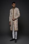 Buy_Rohit Bal_Ivory Matka Silk Embroidery Floral Garden Hand Sherwani _at_Aza_Fashions