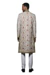 Rohit Bal_Ivory Matka Silk Embroidery Floral Garden Hand Sherwani _at_Aza_Fashions