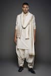 Buy_Rohit Bal_Ivory Chanderi Silk Printed Foil Floral Mughal Threadwork Bundi Kurta Set _at_Aza_Fashions